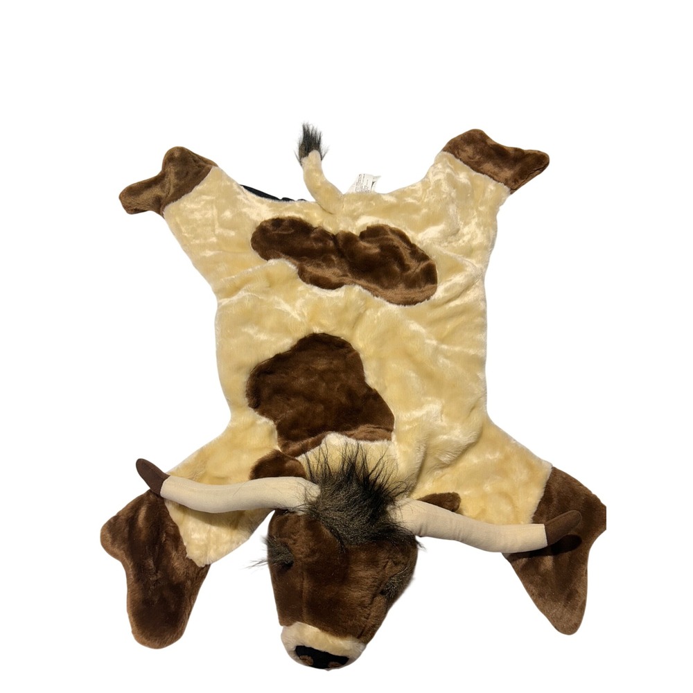 Carstens Plush Longhorn Cow Rug Nursery Baby Play Mat Decor Blanket Brown Cream
